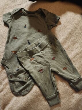 Carter's Sage Green Baby Dino Two-Piece Set